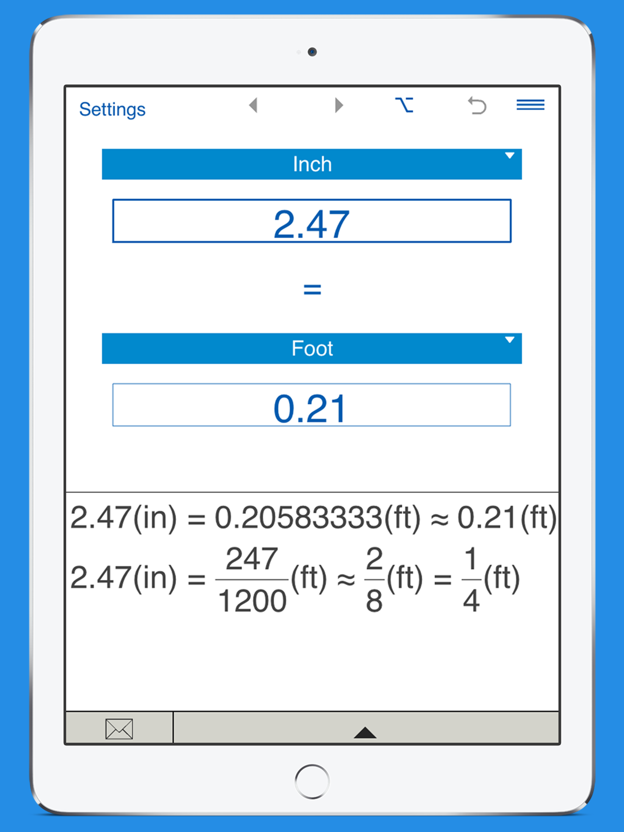 Inches, Feet, Yards and Miles Converter