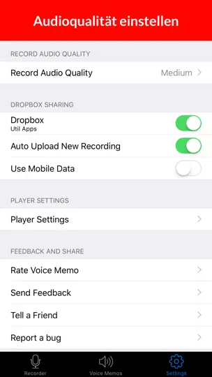 Screenshot von Voice Recorder & Audio Memo + auf dem iPhone 5