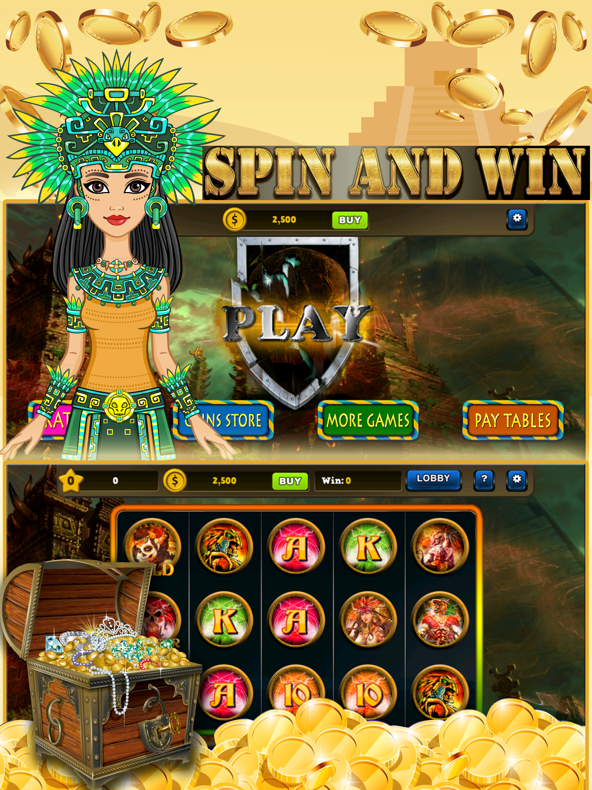 Viva Aztec Warrior Gold Rush - Free Play Slots screenshot 4