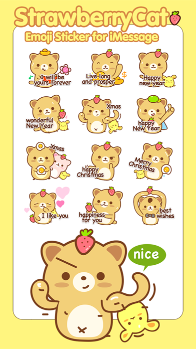 Screenshot #2 pour Strawberry Cat Emoji Sticker for iMessage