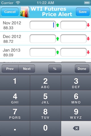 WTI Futures Price Alert screenshot 2