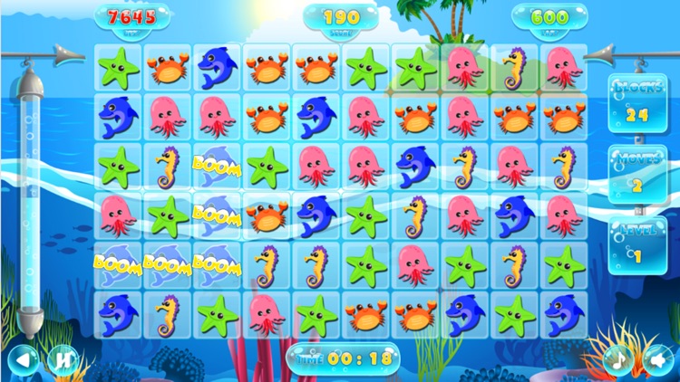 Fish Sea Animals Puzzle Fun Match 3 Games Relax
