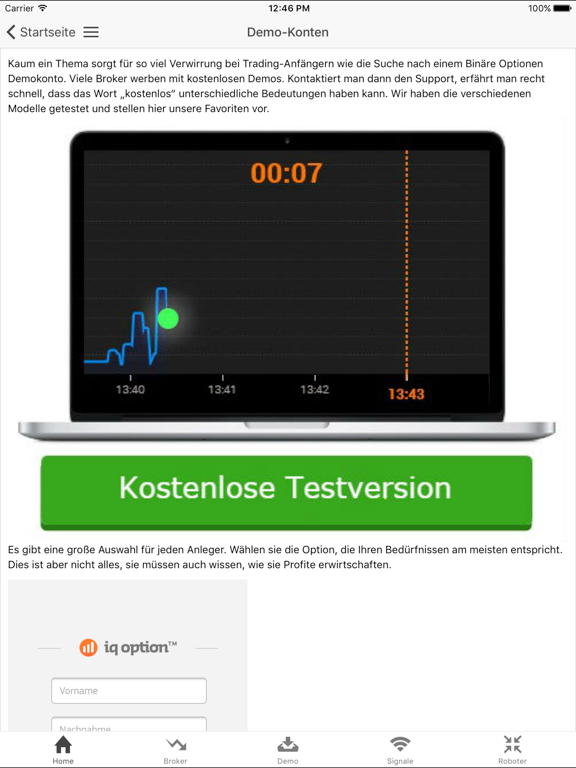 Screenshot #6 pour Binäre Optionen Broker & Strategie