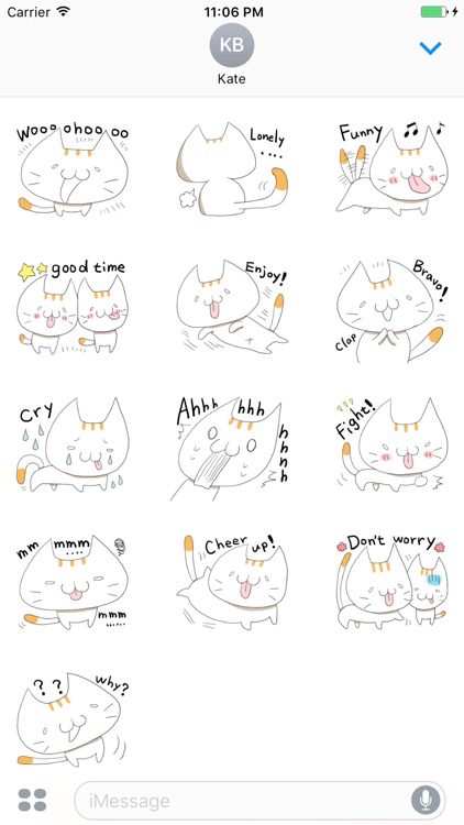 Dylan The Funny White Cat English Stickers