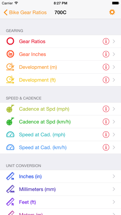 Bike Gear Ratios - Calc Speed,Cadence,Development Screenshot