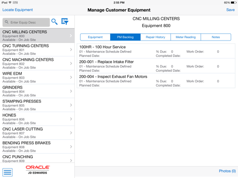 Manage Customer Equipment Tablet for JDE E1 screenshot 2