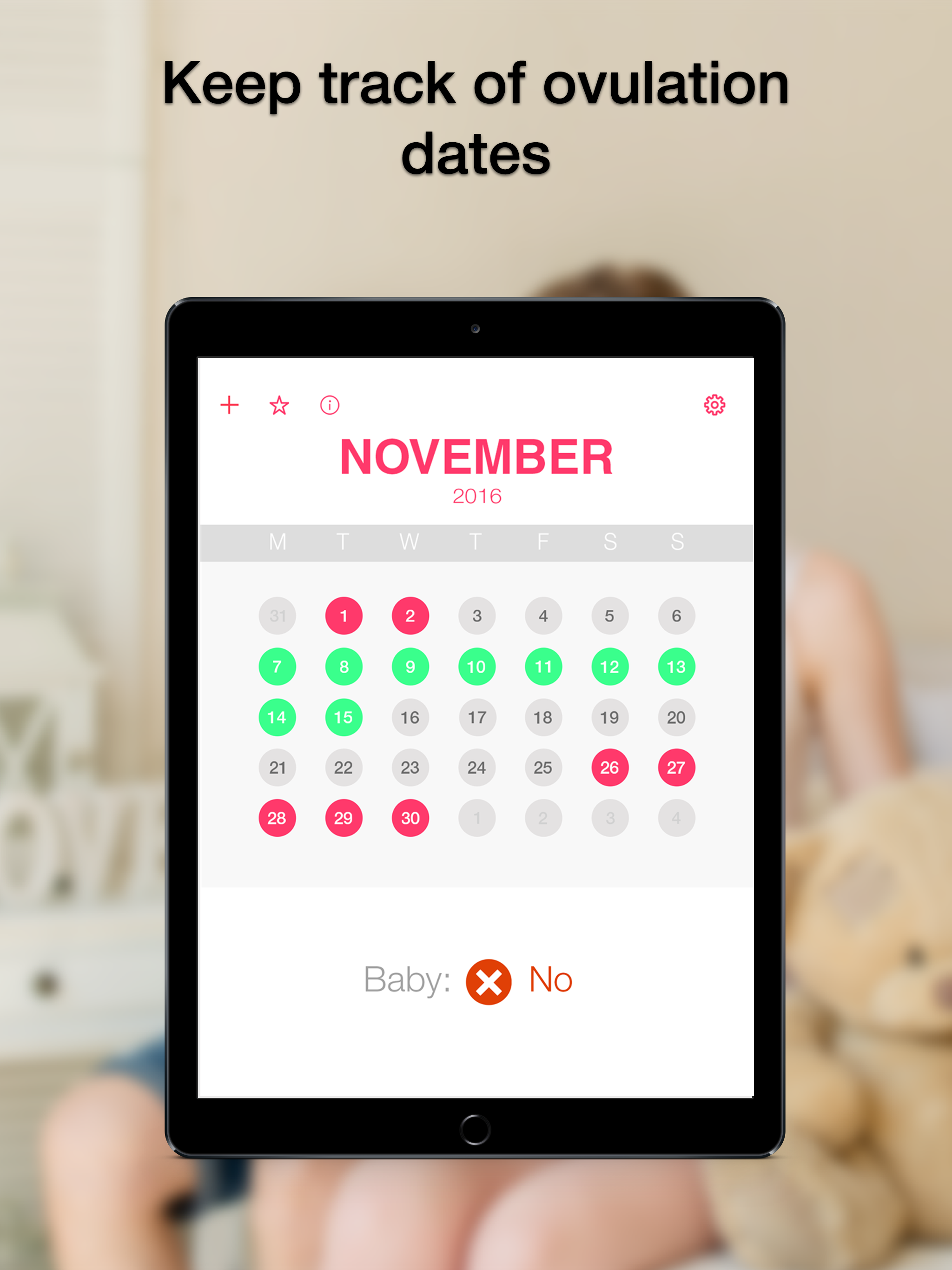 MaybeBaby fertility& pregnancy monthly calendar