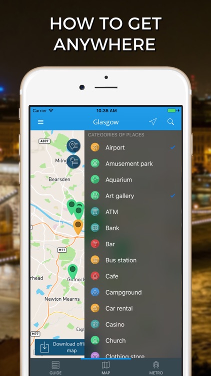 Glasgow Travel Guide with Offline Street Map