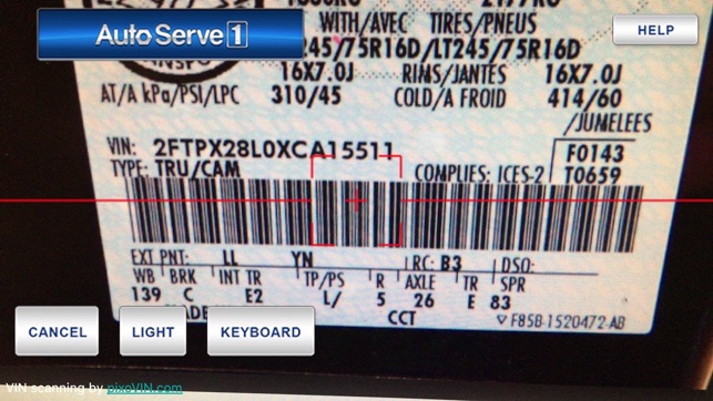 AutoServe1 VIN Scanner