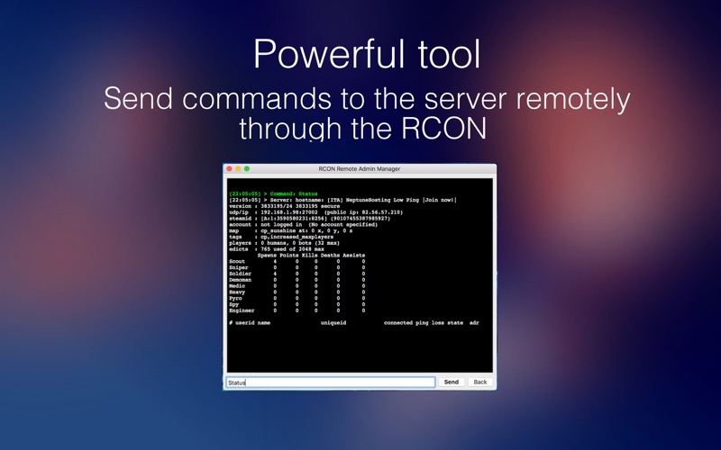 Screenshot #1 pour RCON Game Server Admin Manager