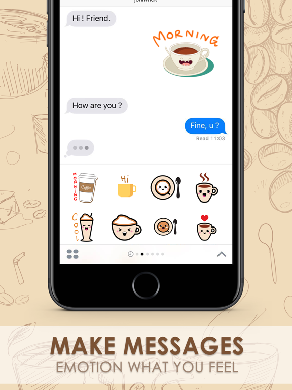 Screenshot #5 pour Coffee Stickers for iMessage by ChatStick
