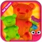 This fun gummy bear candy factory teaches you how to cook, design, and decorate your own colorful jelly candies and desserts