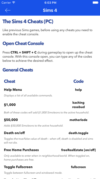 All Sims 4 Cheat Codes::Appstore for Android