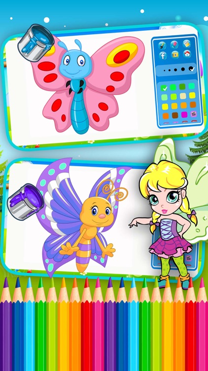Butterfly Fairy and Bugs Coloring Books Painting