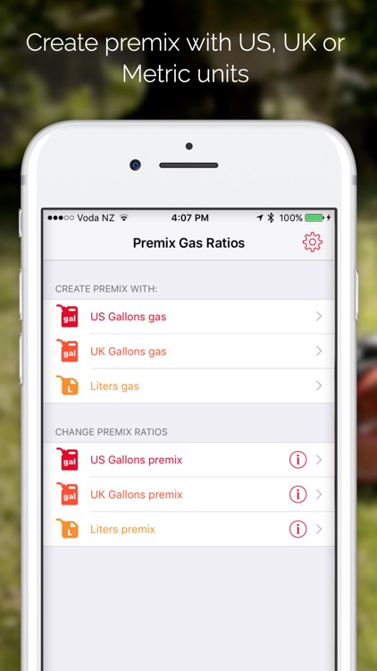Premix Gas Ratios - Oil and Gas Mix for Two-Stroke