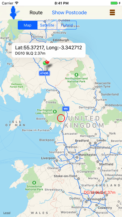 UK Postcode's Location and Location's Post code Screenshot
