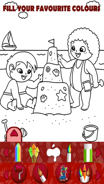 Summer Vacation Kids Coloring Book