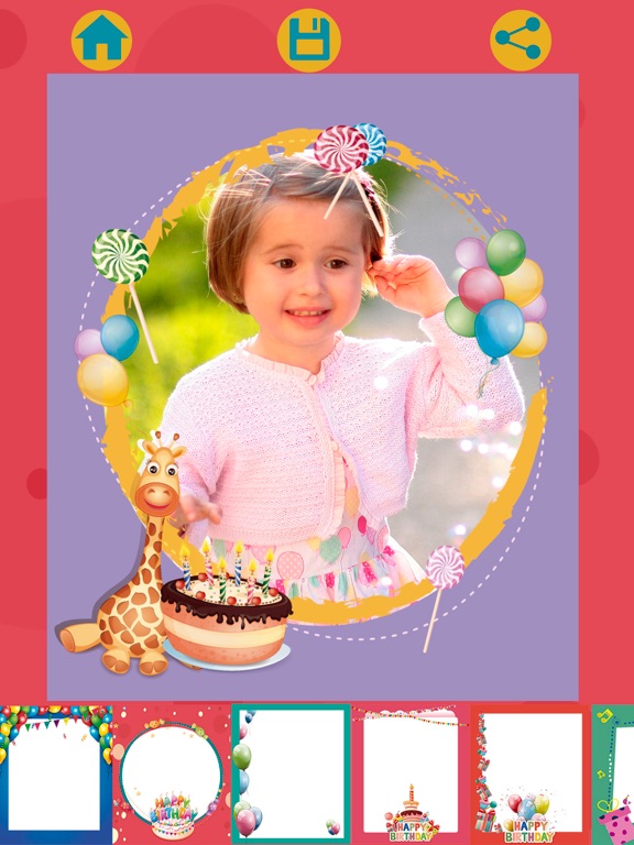 Birthday party photo frames for kids iPad screenshot