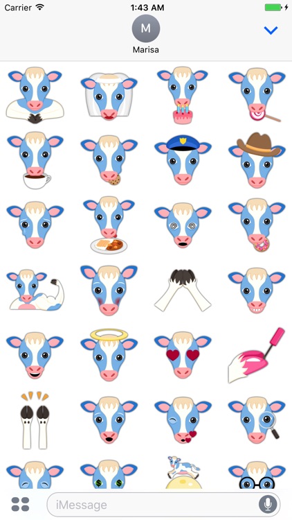 Sweet Blue Cow Emoji Stickers screenshot-3