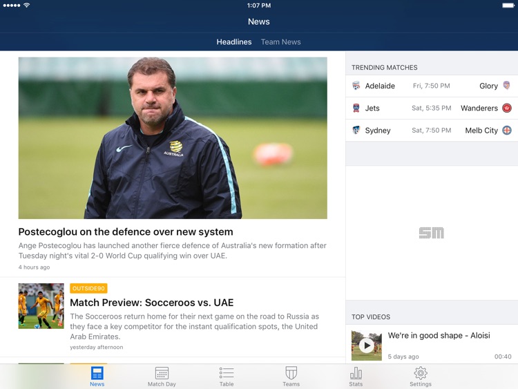 A-League Live for iPad