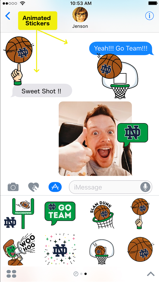 Notre Dame Animated+Stickers Pack for iMessage - 2.0 - (iOS)