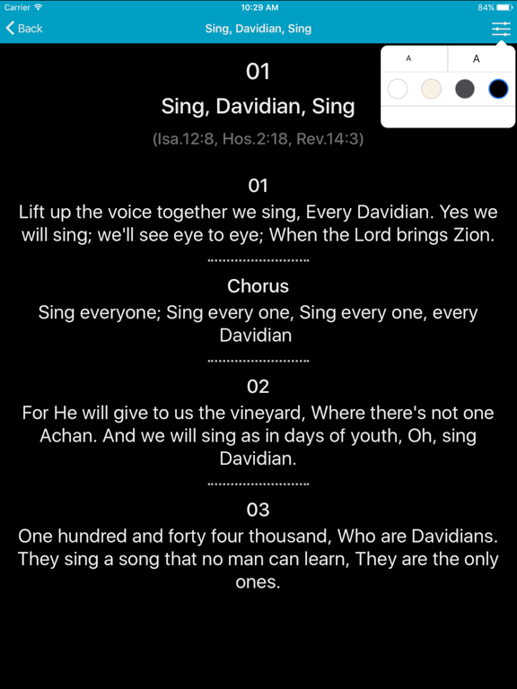 Davidian Songs iPad screenshot 5 - Book app