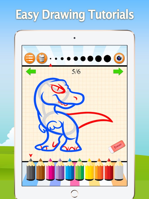 How to Draw Dinosaurs - Dino Drawing and Coloring iPad screenshot 1 - Entertainment app