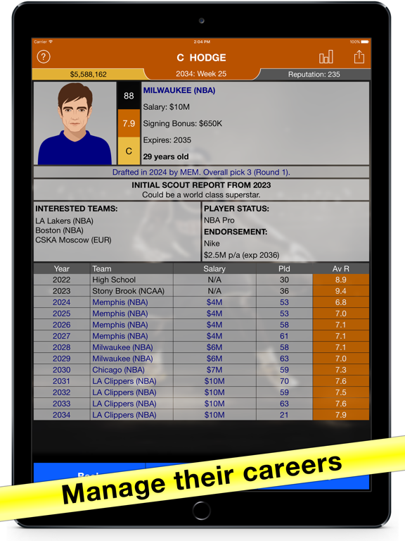 Basketball Agent: Manager Sim iPad screenshot 2 - Games app