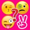 Guess pics: close up emoji, word brain with friend