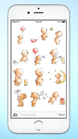 Teddy Bear Balloons Hearts & Butterflies Stickers(圖5)-速報App