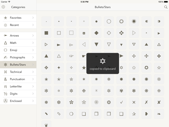 ‎Symbols - unicode keyboard Screenshot