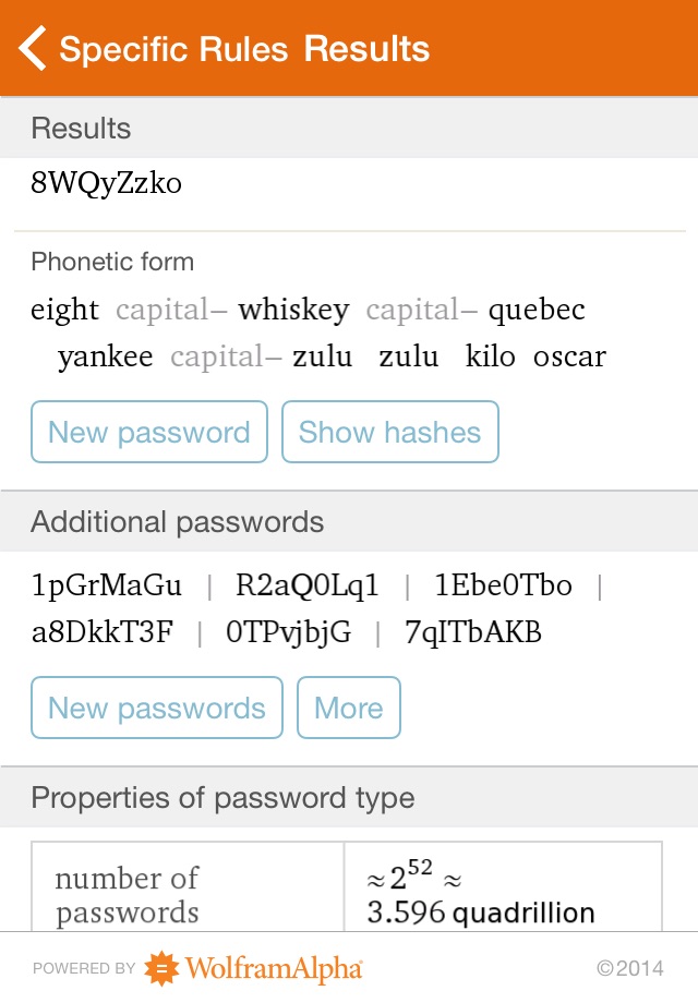 Wolfram Password Generator Reference App screenshot 4