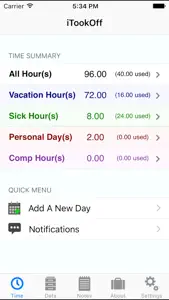 iTookOff Paid Leave Tracker screenshot #2 for iPhone