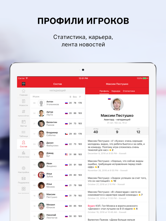 Авангард Омск от Sports.ru iPad screenshot 4 - Sports app