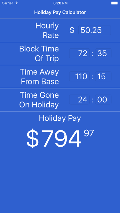 Holiday Pay Calculator Screenshot