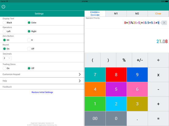 DigiColor Calculator iPad screenshot