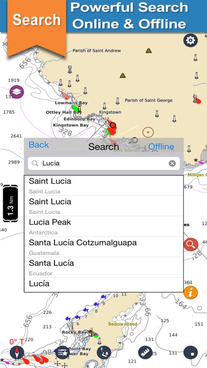 St.Lucia & St.Vincent navigation chart for crusing
