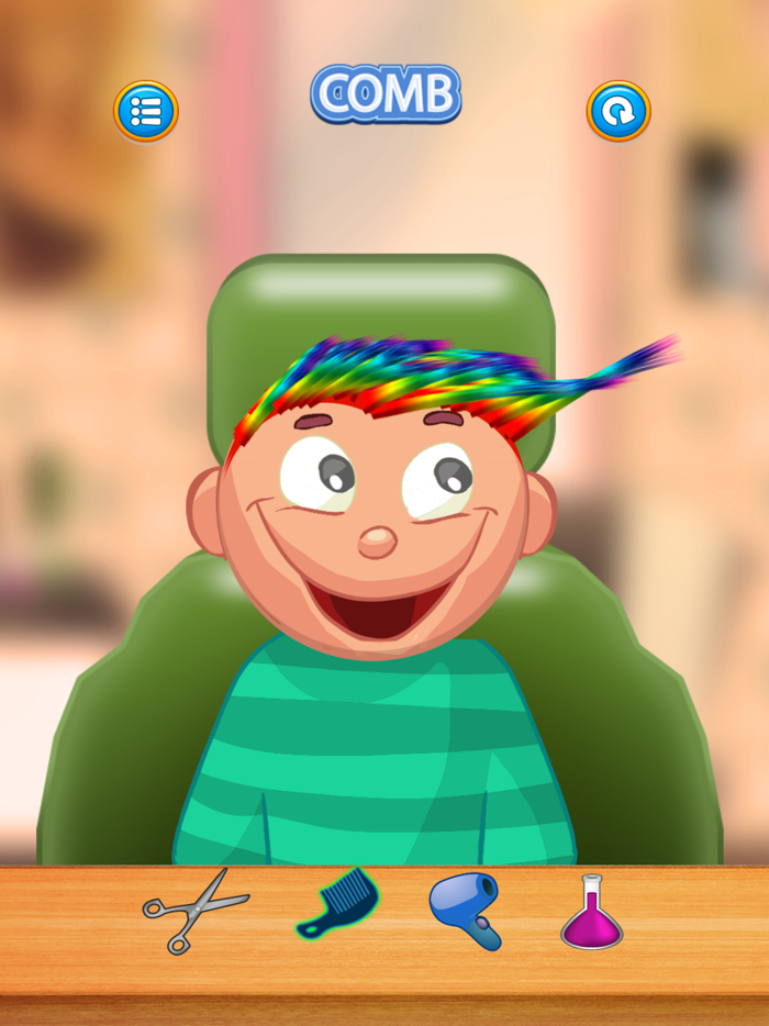 Child game - rainbow hair cut