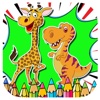 Coloring Page Games Dinosaur And Giraffe Free