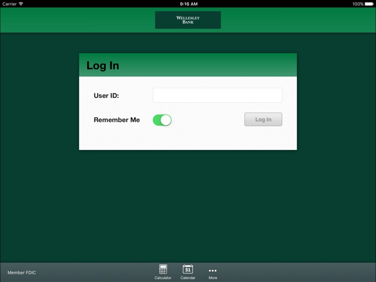 Wellesley Bank Mobile Banking for iPad