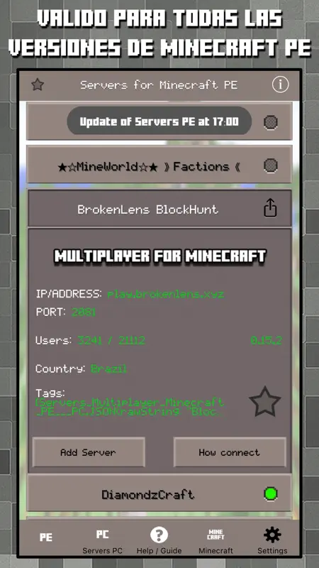 Multiplayer Servers for Minecraft PE & PC w Mods screenshot 2 of 2