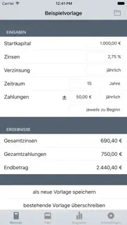 ziko - zinseszins und kostenrechner iphone bildschirmfoto 1