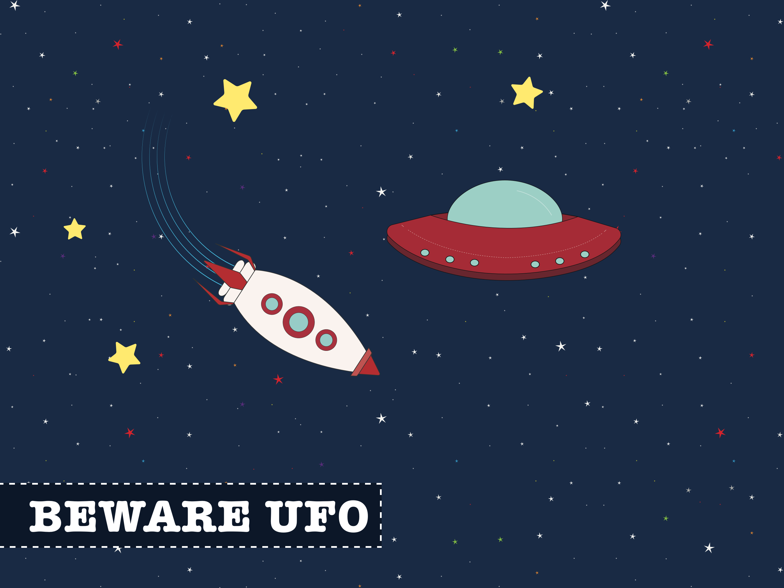 Cosmonaut Cartoon Rocket Ufo Odyssey through Space