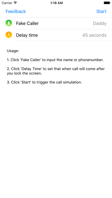FakeCall - simulate system phone call Screenshot
