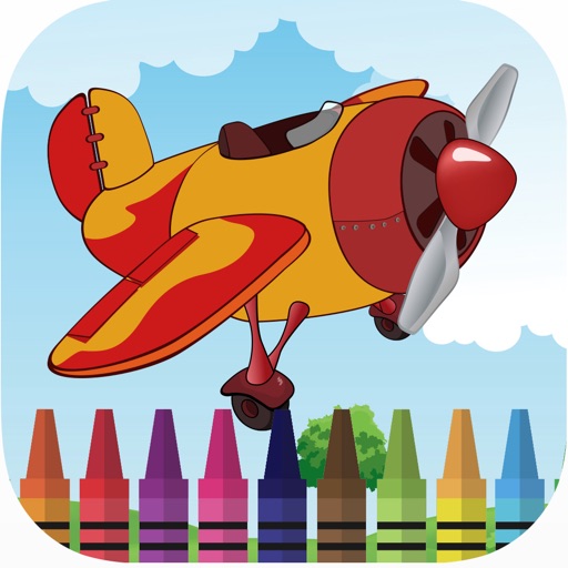 Sky plane rolling coloring book games for kids iOS App
