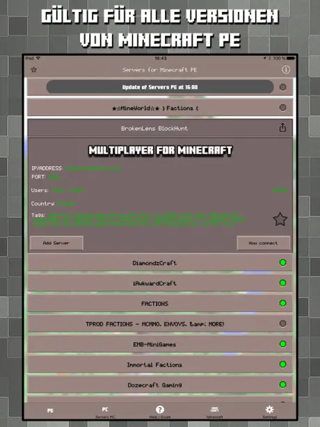 Multiplayer Servers for Minecraft PE & PC w Mods