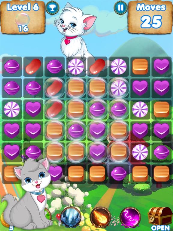 Kitty Crush - puzzle games with cats and candy iPad screenshot