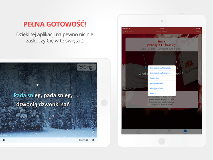 Życzenia i kolędy karaoke iSing - Święta 2016