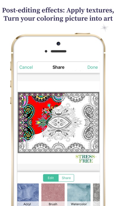 Coloring Book For Adults - Stress Relief Therapy iPhone screenshot