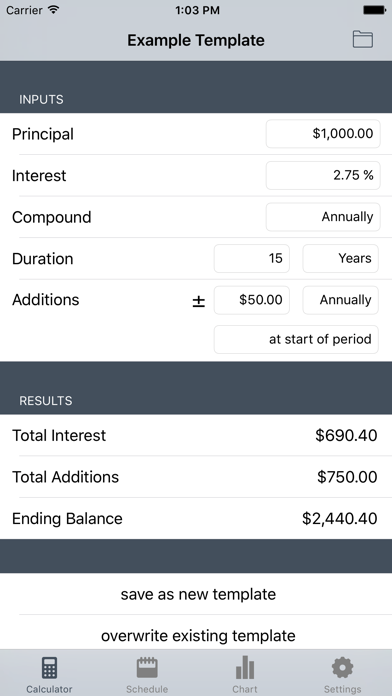 Cic - Compound Interest Calculator Screenshot